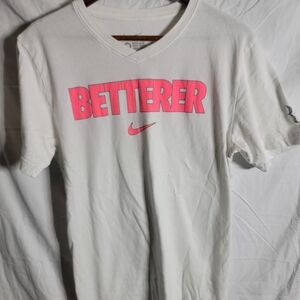 Nike White Tee with Pink 'Betterer' Design Roger Federer